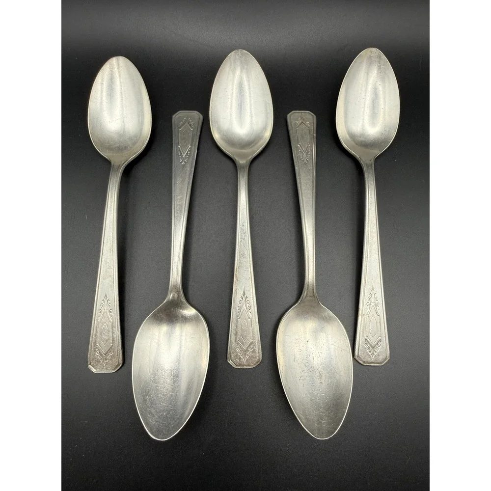 VTG Oneida WM. A Rogers Croydon Mary Lee Silverplate Teaspoon 1932 Set 5 A1 Plus